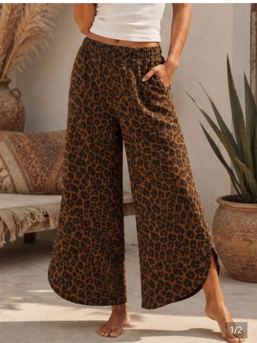 LovLov Leopard Tulip Washed Denim Fit Jean